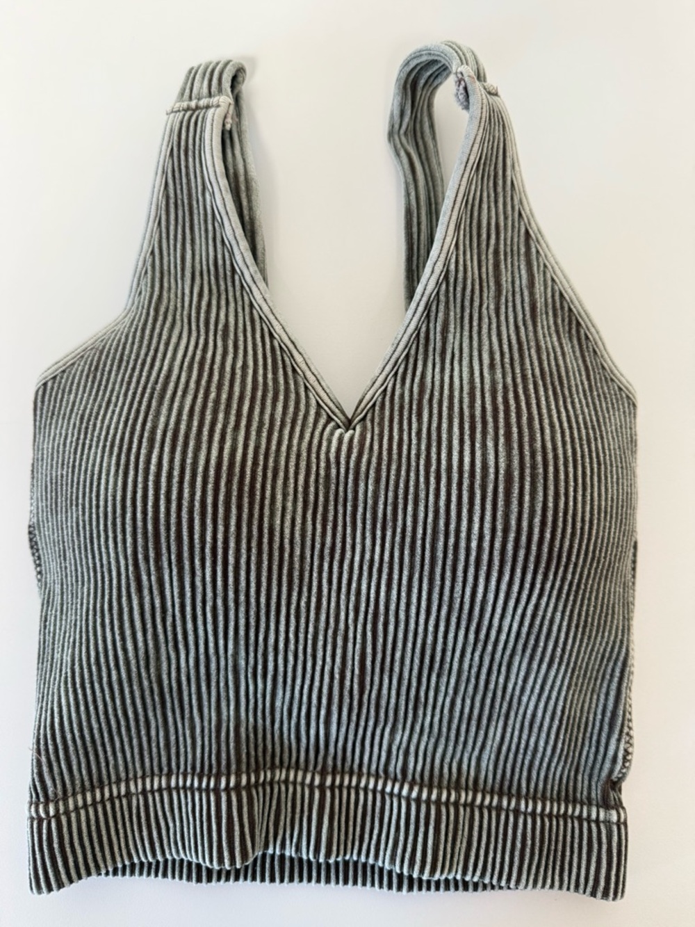 Zenana Brami Army Green Ribbed V-Neck Bralette